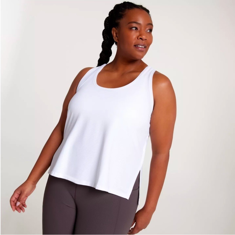 Calia Women's White‎ Scoop Neck Tank, Size XXL